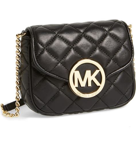 michael kors fulton quilted small crossbody black|Michael Kors black crossbody bag.